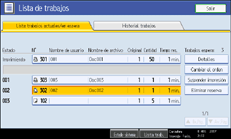 Ilustraci&oacute;n de la pantalla del panel de operaciones