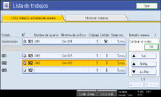 Ilustraci&oacute;n de la pantalla del panel de operaciones