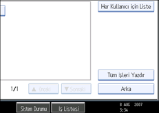 ��lem paneli ekran� g&ouml;sterimi