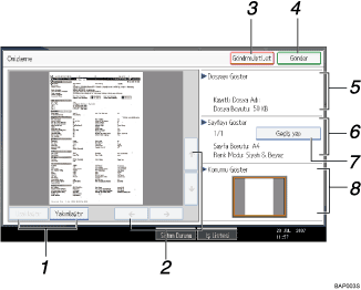 İşlem paneli ekranı gösterimi işaretli balonlu gösterim