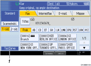 Illustration af kontrolpanel med nummererede angivelser