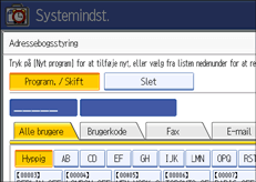 Illustration af kontrolpanelet