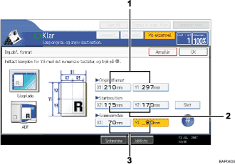 Illustration af skærm på kontrolpanel med billedforklaringer