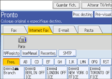 Ilustração do ecrã do painel de operação