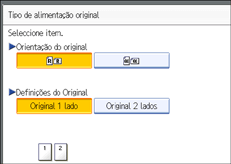 Ilustração do ecrã do painel de operação