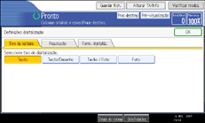 Ilustração do ecrã do painel de operação