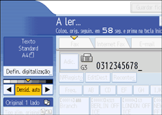 Ilustração do ecrã do painel de operação