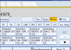 Ilustração do ecrã do painel de operação