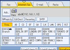 Ilustração do ecrã do painel de operação
