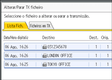 Ilustração do ecrã do painel de operação