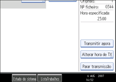Ilustração do ecrã do painel de operação