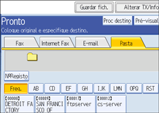 Ilustração do ecrã do painel de operação