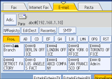 Ilustração do ecrã do painel de operação