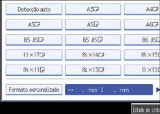 Imagem do ecrã do painel de operações