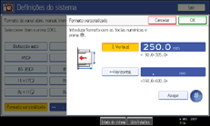 Imagem do ecrã do painel de operações