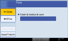 Imagem do ecrã do painel de operações