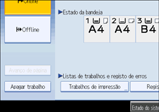 Imagem do ecrã do painel de operações