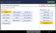 Imagem do ecrã do painel de operações