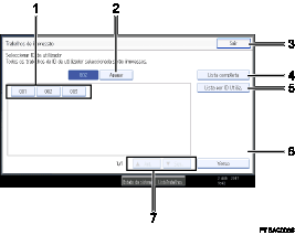 Imagem numerada da imagem do ecrã do painel de operações
