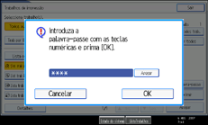 Imagem do ecrã do painel de operações
