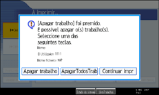 Imagem do ecrã do painel de operações