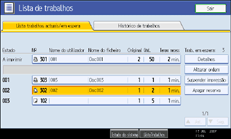 Imagem do ecrã do painel de operações