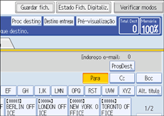 Ilustração do ecrã do painel de operação
