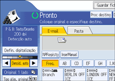 Ilustração do ecrã do painel de operação