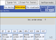Ilustração do ecrã do painel de operação