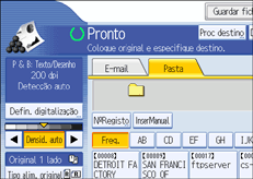 Ilustração do ecrã do painel de operação