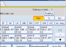Ilustração do ecrã do painel de operação