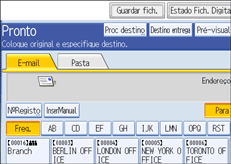 Ilustração do ecrã do painel de operação