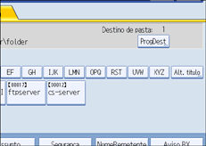 Ilustração do ecrã do painel de operação