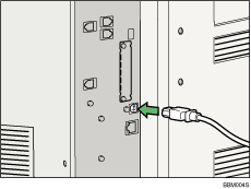 Illustration du raccordement du câble d&apos;interface USB