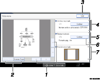 Ilustraci&oacute;n con leyenda numerada de la pantalla del panel de operaciones