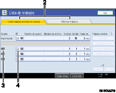 Ilustraci&oacute;n con leyenda numerada de la pantalla del panel de operaciones