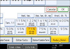 Ilustración de la pantalla del panel de operaciones
