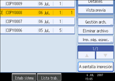 Ilustración de la pantalla del panel de mandos