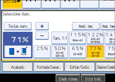 Ilustración de la pantalla del panel de operaciones