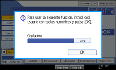 Ilustración de la pantalla del panel de funcionamiento