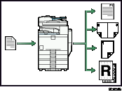 Deze illustratie toont hoe u dit apparaat als kopieerapparaat kunt gebruiken.
