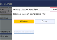 Schermafbeelding van het bedieningspaneel