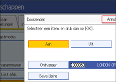 Schermafbeelding van het bedieningspaneel