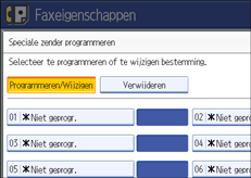 Schermafbeelding van het bedieningspaneel
