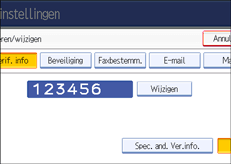 Schermafbeelding van het bedieningspaneel