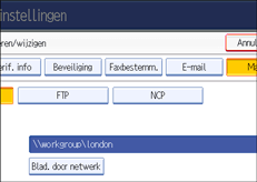 Schermafbeelding van het bedieningspaneel