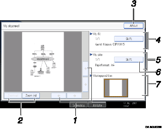 De nummererede illustrationer på skærmpanelet kalder en illustration frem
