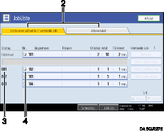 De nummererede illustrationer på skærmpanelet kalder en illustration frem