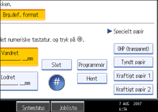 Illustration af betjeningspanelets skærm