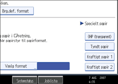 Illustration af betjeningspanelets skærm